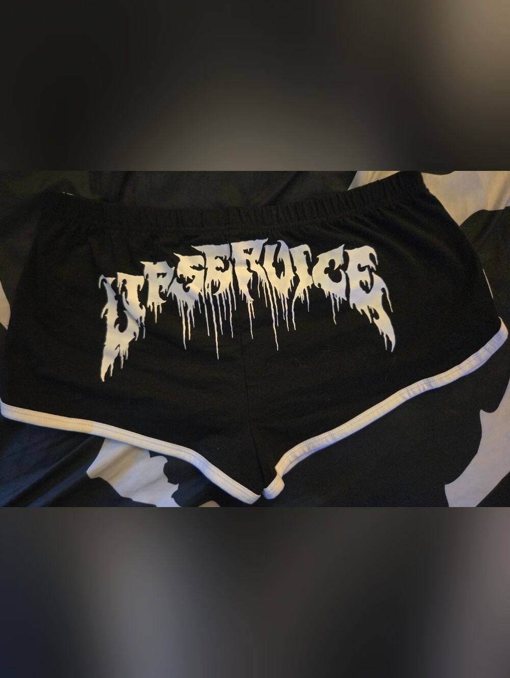 Lip Service Black Athletic Shorts with White Drip Logo